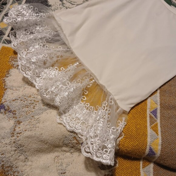 Beautees Girls Medium M Medium Off White with Lace Bottom Camisole Cami - Picture 2 of 8